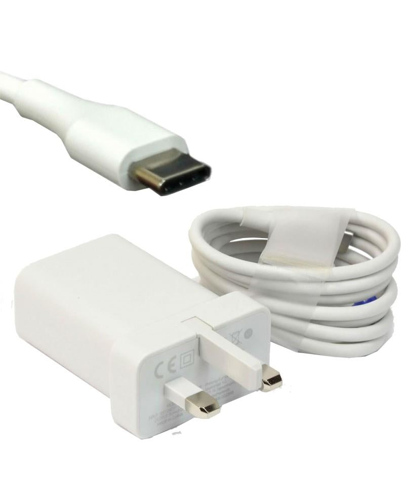 Genuine Google Pixel 2 3 XL UK Wall Plug Adapter + USB-C To USB-C Data Cable