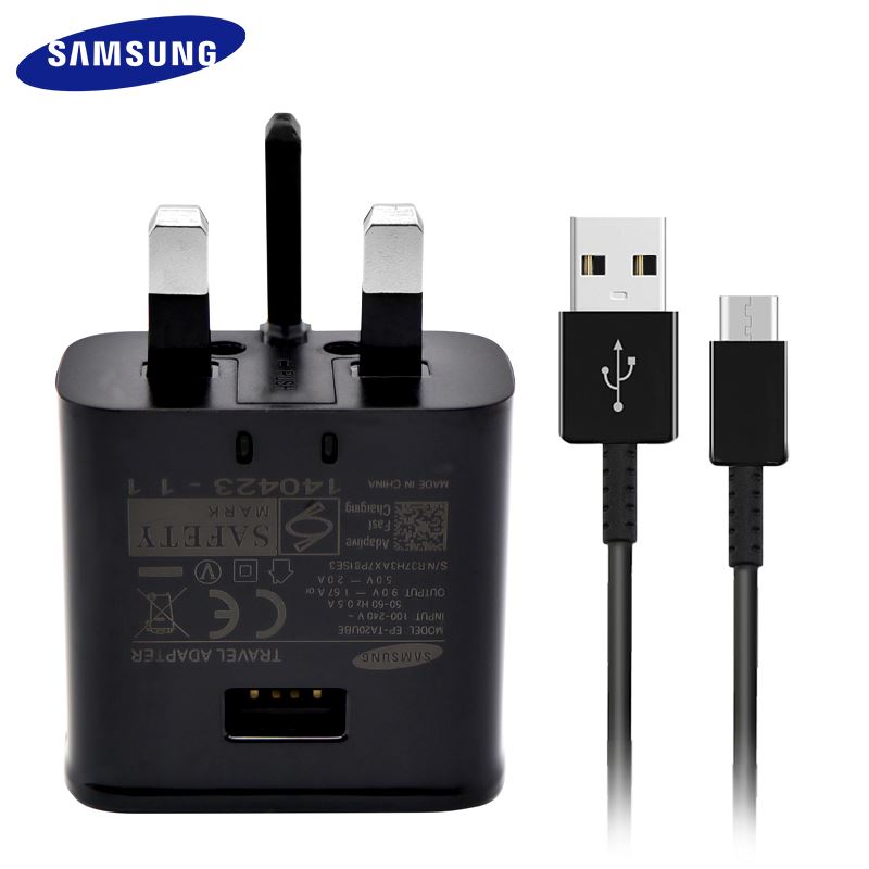 100% GENUINE FAST CHARGER PLUG & USB C TYPE CABLE FOR SAMSUNG S8 PLUS A5 2017
